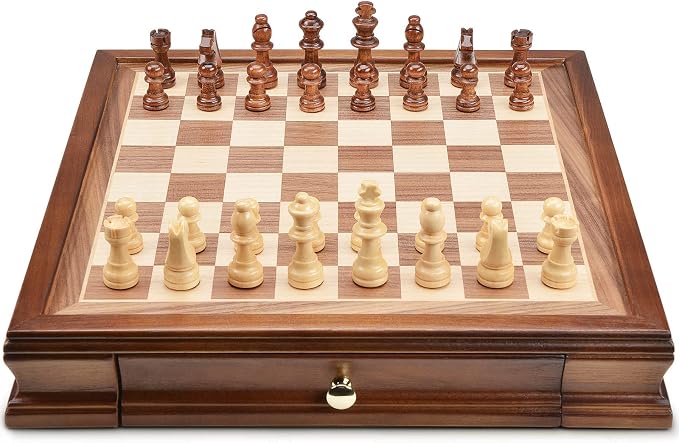 AMEROUS 12.8" x 12.8" Magnetic Wooden Chess Set - Image 4