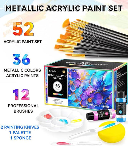 52 PCS Metallic Acrylic Paint Set - Image 2