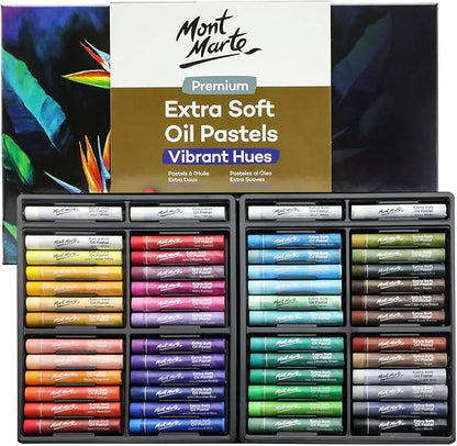 Mont Marte Extra Soft Oil Pastels 52pc, Vibrant and Buttery, Versatile Art by MontMarte