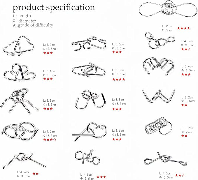 Metal Wire Puzzle Set of 24 - Image 3