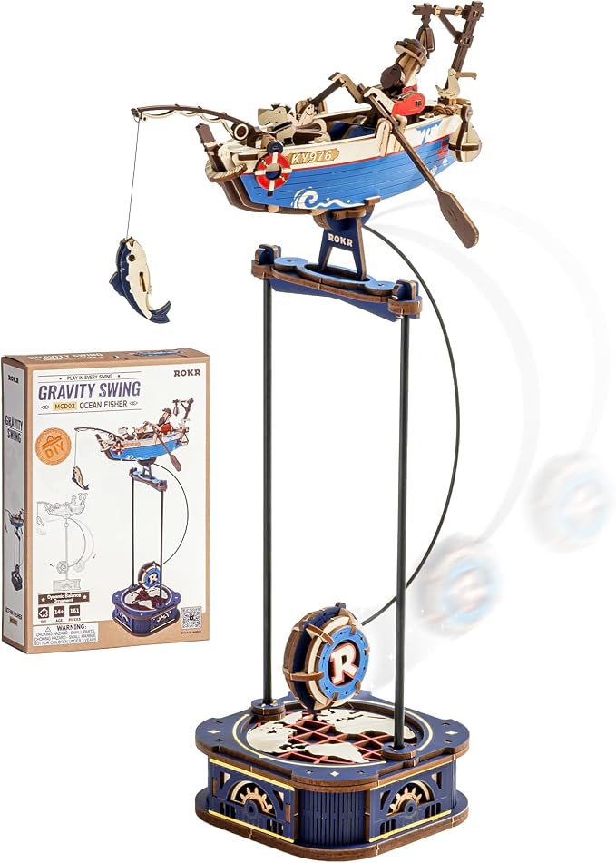 ROKR 3D Wooden Puzzles for Adults, Gravity Swing Ocean Fisher Model kit by ROKR-InterestingSmartPuzzleToys
