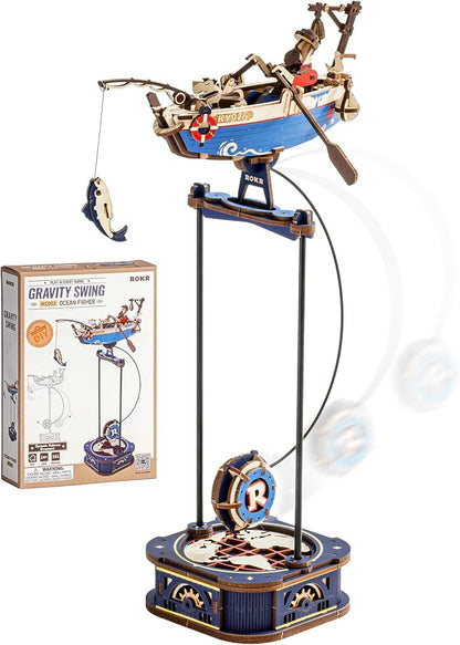 ROKR 3D Wooden Puzzles for Adults, Gravity Swing Ocean Fisher Model kit by ROKR-InterestingSmartPuzzleToys