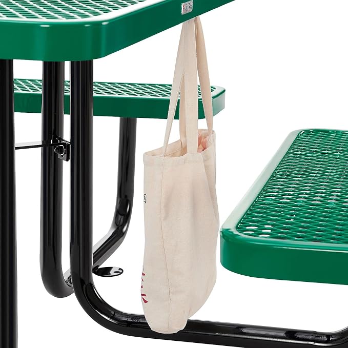 Global Industrial 46" Square Picnic Table, Expanded Metal, Attached Benches - Image 7