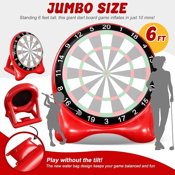 Inflatable Soccer Dart Board, Giant Kick Darts, Indoor Outdoor Lawn Yard Games - Image 2
