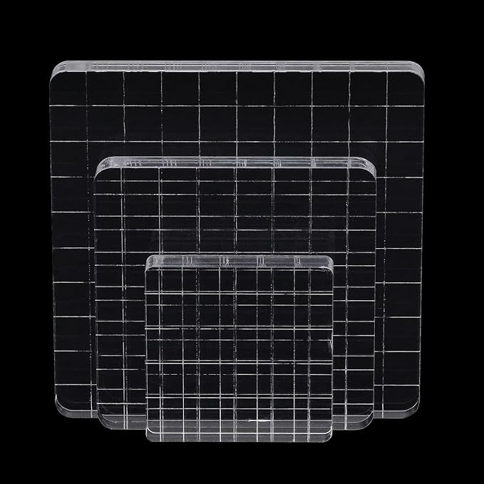 3Pcs Clear Stamp Blocks Set, Square Acrylic Blocks by QIMOO