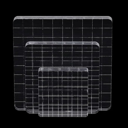 3Pcs Clear Stamp Blocks Set, Square Acrylic Blocks by QIMOO