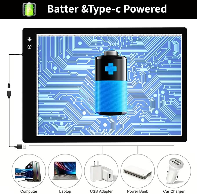 Rechargeable A2 Light Pad, Wireless Battery Powered Artist Tracing Light Box - Image 4