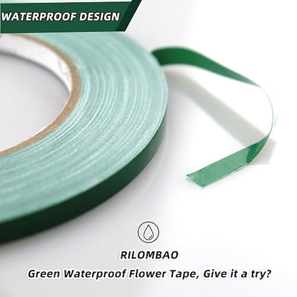 4 PCS Green Floral Tape, 0.25" Flower Stem Wrap Tapes, Waterproof Florist Tape - Image 4