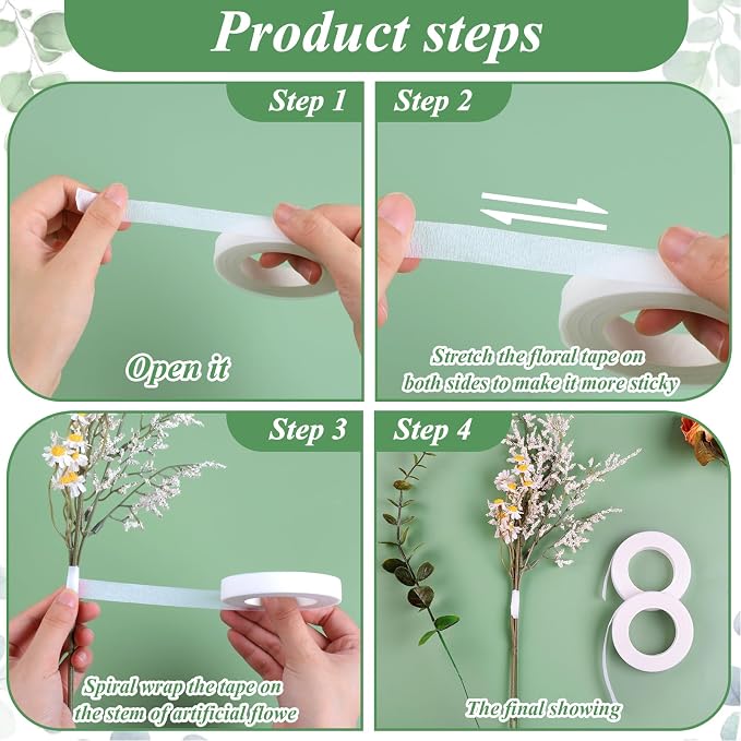 Phinus 9 Rolls Floral Tape, 1/2 Inch x 30 Yard Flower Tape, Bouquet Stem - Image 5