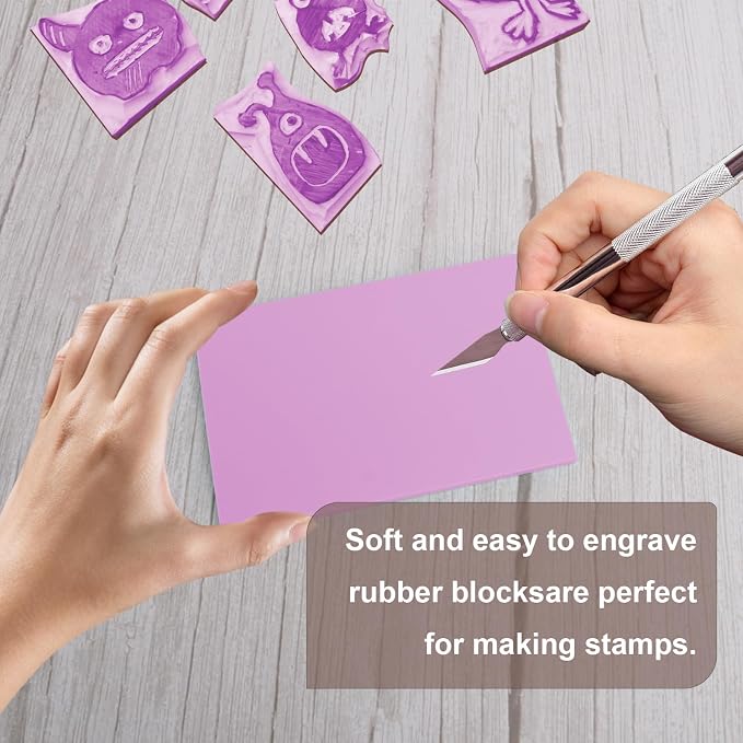 KUKLIPJIM 25 Pcs 4x6" Rubber Linoleum Stamp Carving Blocks - Image 4