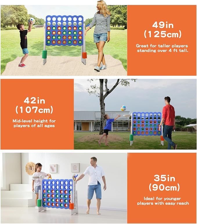 UNICOO® Height Adjustable Jumbo 4-to-Score Game, 4 in A Row Game - Image 4