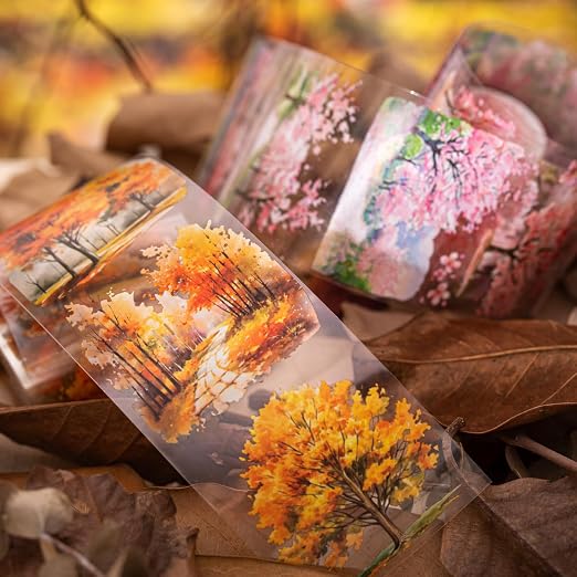6PCS Trees and Forest PET Tape Set, Nature Scenery Adhesive Tapes - Image 3