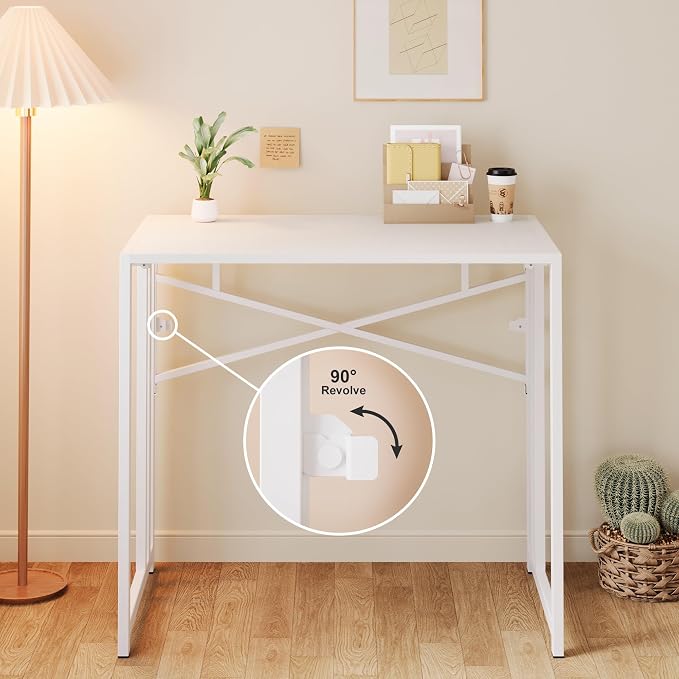 Small Folding Desk 35 inch, No Assembly Required Narrow Office Desk, Writing - Image 6