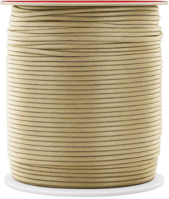Mandala Crafts 2mm 109 Yards Beige Cotton Waxed Cord by MandalaCrafts