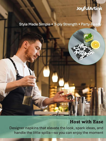 80 pack Designer Cocktail Beverage Napkins, 3-Ply 5x5-inches Disposable - Image 6