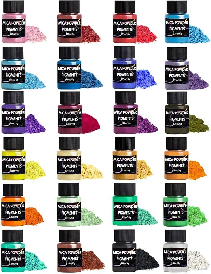 Mica Powder, 24 Colors Pearlescent Pigment Powder by Luckymica