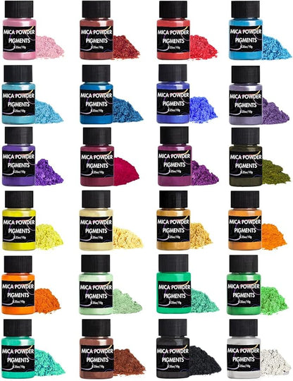 Mica Powder, 24 Colors Pearlescent Pigment Powder by Luckymica