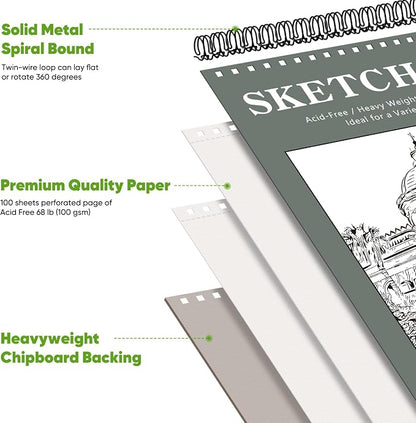 Soucolor 9" x 12" Sketch Book, Back to School Supplies, Acid Free Artist - Image 2