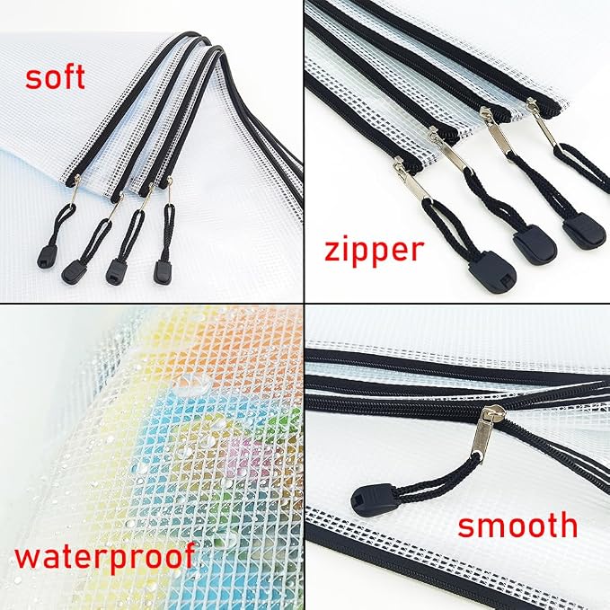 AUSTARK 20 Pcs Zipper File Bags, Plastic Mesh Pouch, Board Game Storage - Image 3
