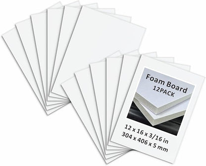 Foam Board 12 x 16 in, ZXUNLIEH 12 Pack White Poster Board, 3/16 in Thick Craft by Unknown