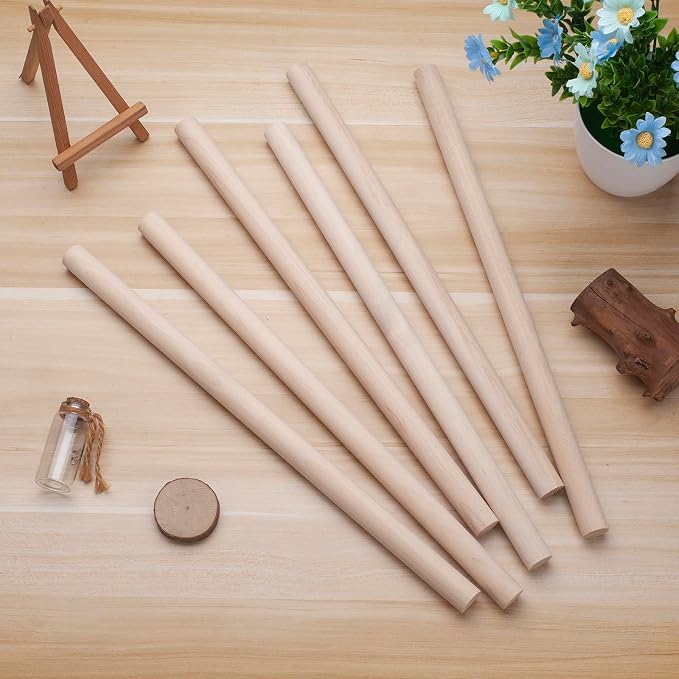 Wooden Dowel Rods Wood Dowels for Crafts, Unfinished Hardwood Sticks for Arts - Image 5