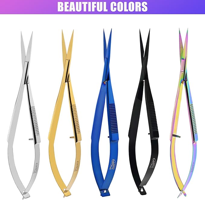 Cross Edge Spring Scissors 5 Inch straight Stainless Steel Precision Eyebrow & - Image 9
