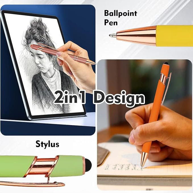 12 PCS 2 in 1 Stylus Ballpoint Pen - Image 2