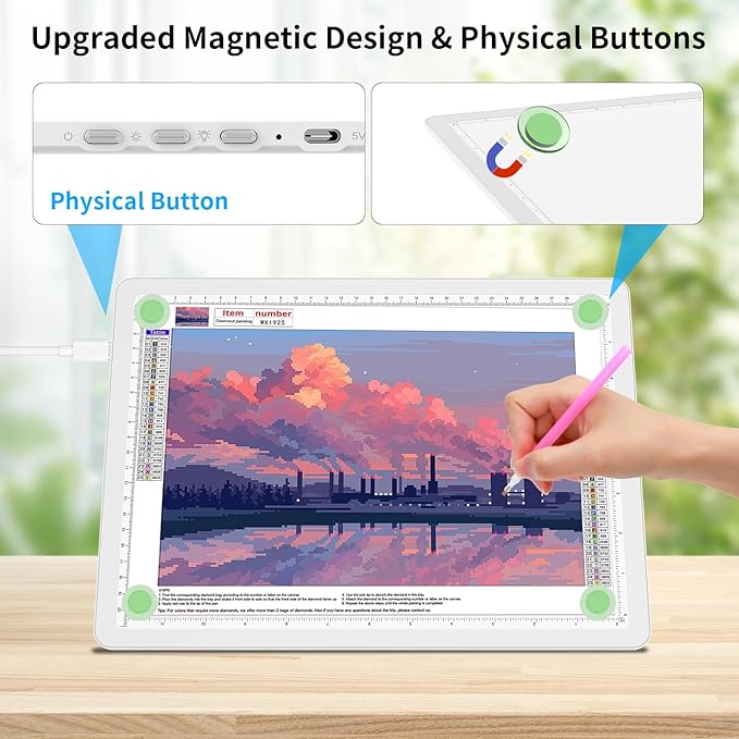TOHETO A4 Light Board with Bag for Diamond Painting, Super Bright Magnetic - Image 4