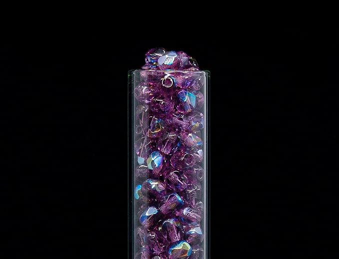 100pcs of Faceted Fire Polished Pressed Czech Glass Beads 4mm, Amethyst AB - Image 4