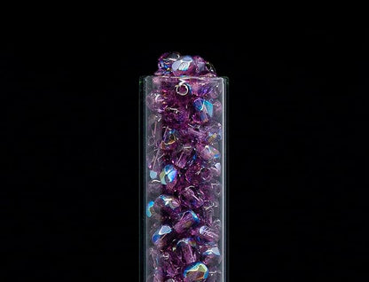 100pcs of Faceted Fire Polished Pressed Czech Glass Beads 4mm, Amethyst AB - Image 4