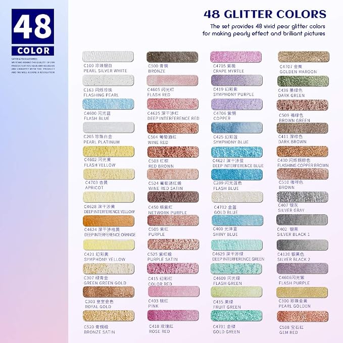 Paul Rubens Artist Grade Watercolor Set, 48 Colors Glitter Metallic Paints - Image 2