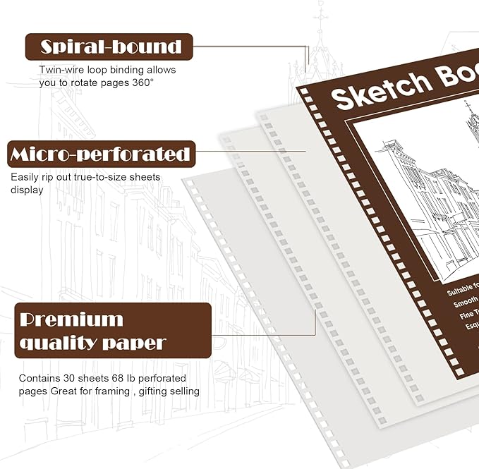 Qilery 24 Pcs 8.5 x 11'' Sketch Book Pads Bulk 30 Sheets Each Spiral Sketchbook - Image 4