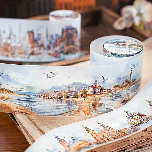 6 Rolls Landscape PET Tape Set, Self-Adhesive Transparent Tape Stickers by MisKepaa