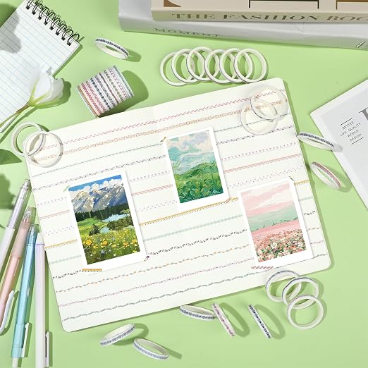 EORTA 30 Rolls Floral Washi Tapes Set, Slim 5mm Plants Masking Tape, Decorative - Image 6