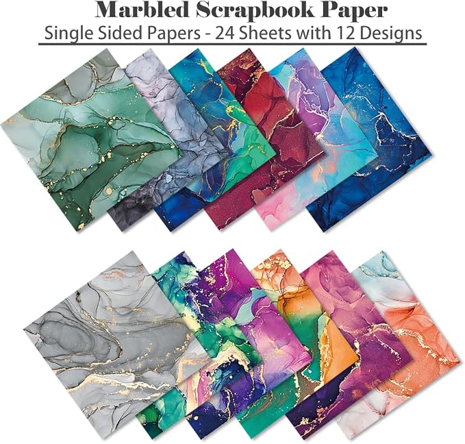 YASMEN Scrapbook Paper Pad 6×6, Marbled Pattern Watercolor Paper, 24 Sheets - Image 6