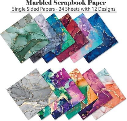 YASMEN Scrapbook Paper Pad 6×6, Marbled Pattern Watercolor Paper, 24 Sheets - Image 6