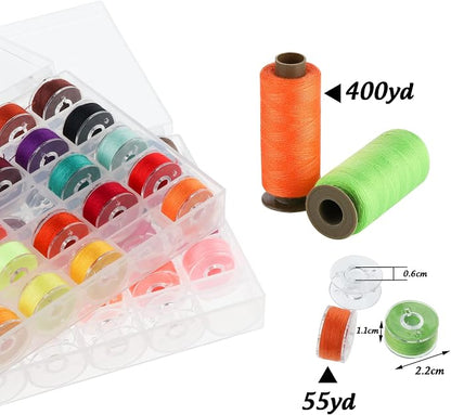 ilauke 95pcs Bobbins Sewing Thread Kit, 400 Yards Polyester Thread Assortment - Image 3