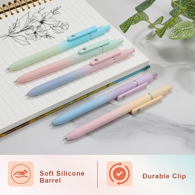 FIOVER 5pcs Gel Pens Black Ink Medium Point 0.7mm Pens Smooth Writing High-End - Image 2