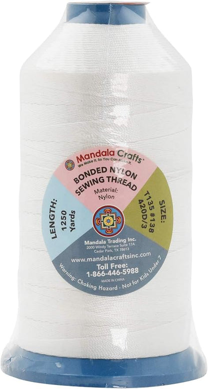 Mandala Crafts Bonded Nylon Thread White Heavy Duty Sewing Threads - Image 3