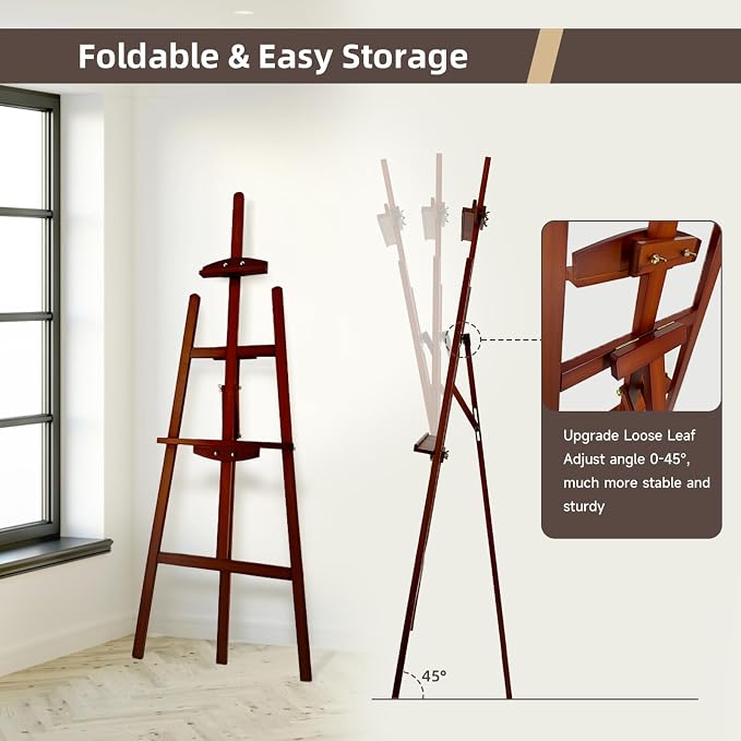 Adjustable Wooden Painting Easel, Pine Art Easel Stand Hold up to 43'' - Image 3