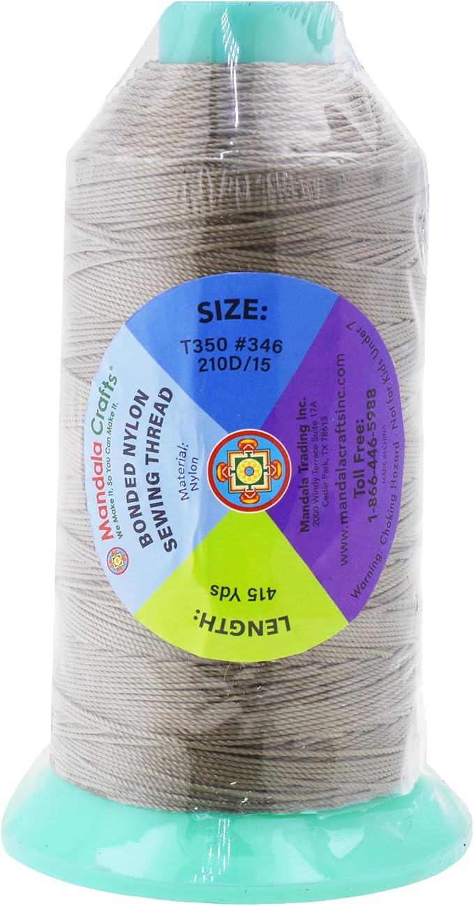 Mandala Crafts Bonded Nylon Thread Dark Beige Heavy Duty Sewing Threads - Image 3