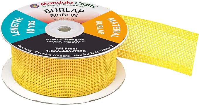 Mandala Crafts Yellow Burlap Ribbon 1.5 Inches Wide Jute Ribbons - Image 4