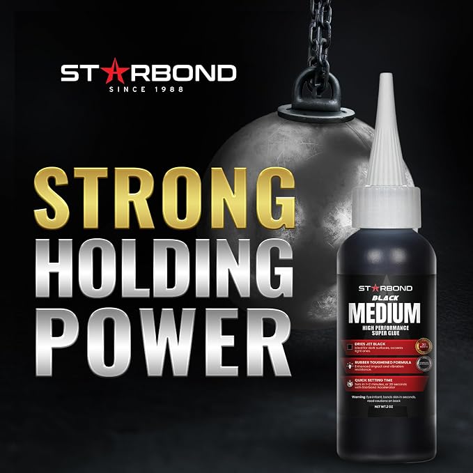 Starbond Black Medium CA Glue, Premium Cyanoacrylate Super Glue, Crack Filler - Image 3