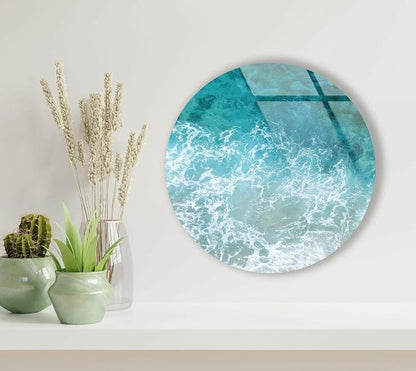 My Photostation.com 31.5'' Diameter Sea Waves Round Glass Wall Art Tempered by MyPhotostation