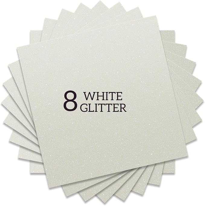 Rainbow White Glitter HTV Heat Transfer Vinyl Bundle 8 Sheets-12 x12 Iron on by CREATINGISFULFILLING