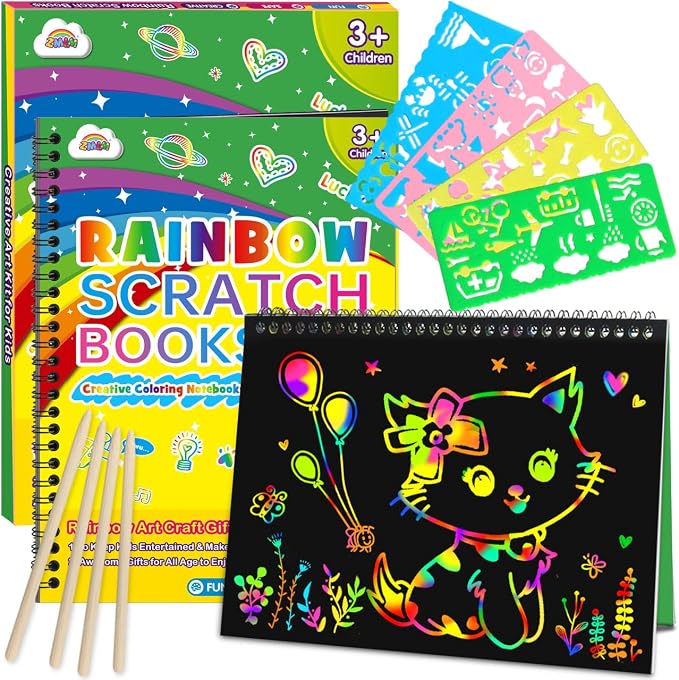 ZMLM Scratch Paper Art Craft: 2 Pack Rainbow Scratch Set by ZMLM
