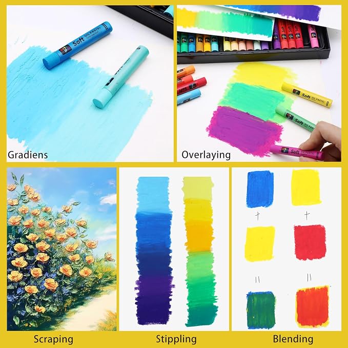 Soft Oil Pastels Set of 48 Vibrant Colors, Smooth and Soft Oil Pastel Crayons - Image 8