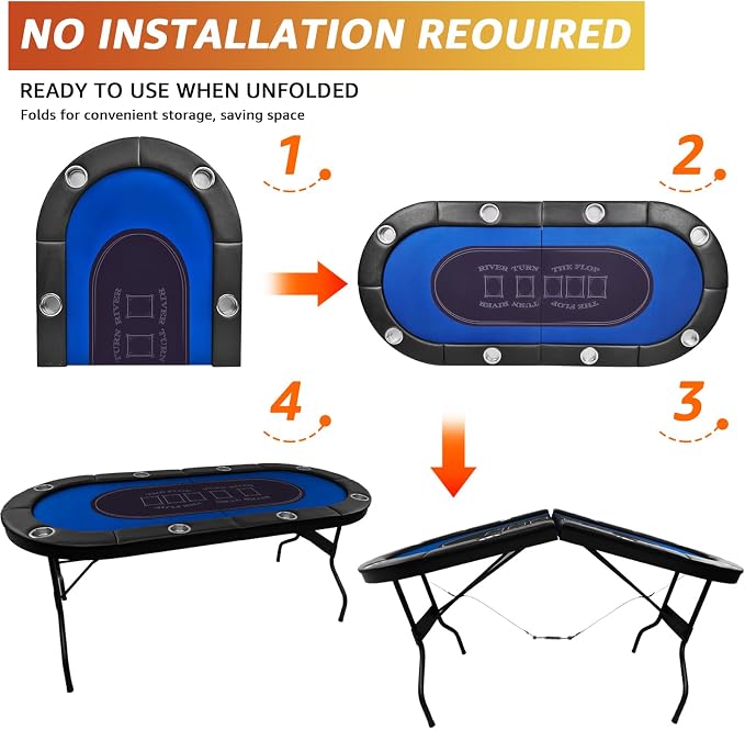 Folding Poker Table, 8 Player Portable Design - Image 6