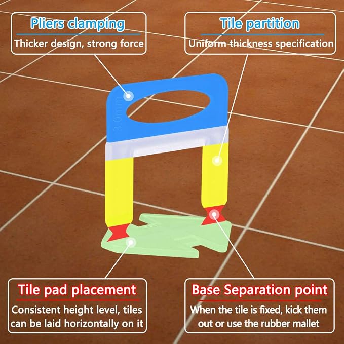 600 PCS Tile Leveling System Clips 1/16'' 600-Piece Tiles Leveler Spacers Tool - Image 4