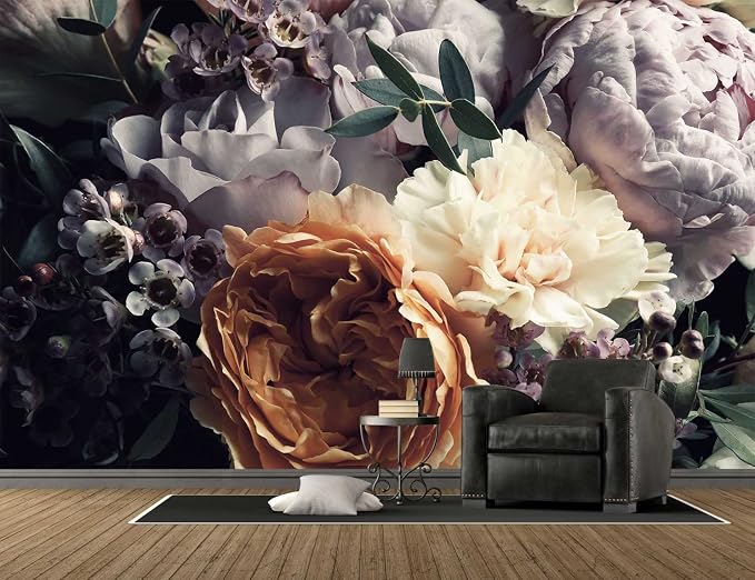 Floral Wallpaper Mural for Bedroom Orange Flower Wall Mural Living Room - Image 4